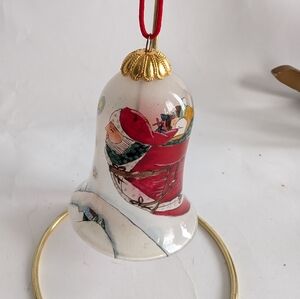 Pier 1 Li Bien Santa Bell Reverse Painted Ornament